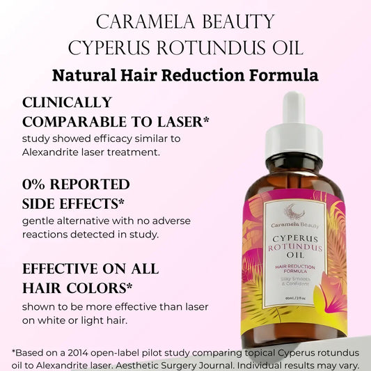 Caramela Beauty Cyperus Rotundus Oil, Body Care & Hair Removal Beauty Product for Smooth, Sensitive Skin, 60Ml / 2Oz, Naturally Derived Formula, Gentle Results