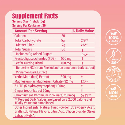 Leefar Cutting Drink Mix –| Strawberry Açaí Flavor – 30 Servings