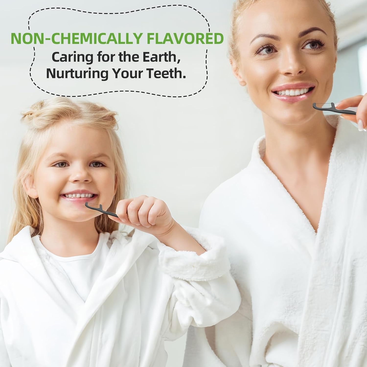 Biodegradable Charcoal Floss Picks | Shred-Resistant Thread, Vegan & Eco-Friendly, 200 Count