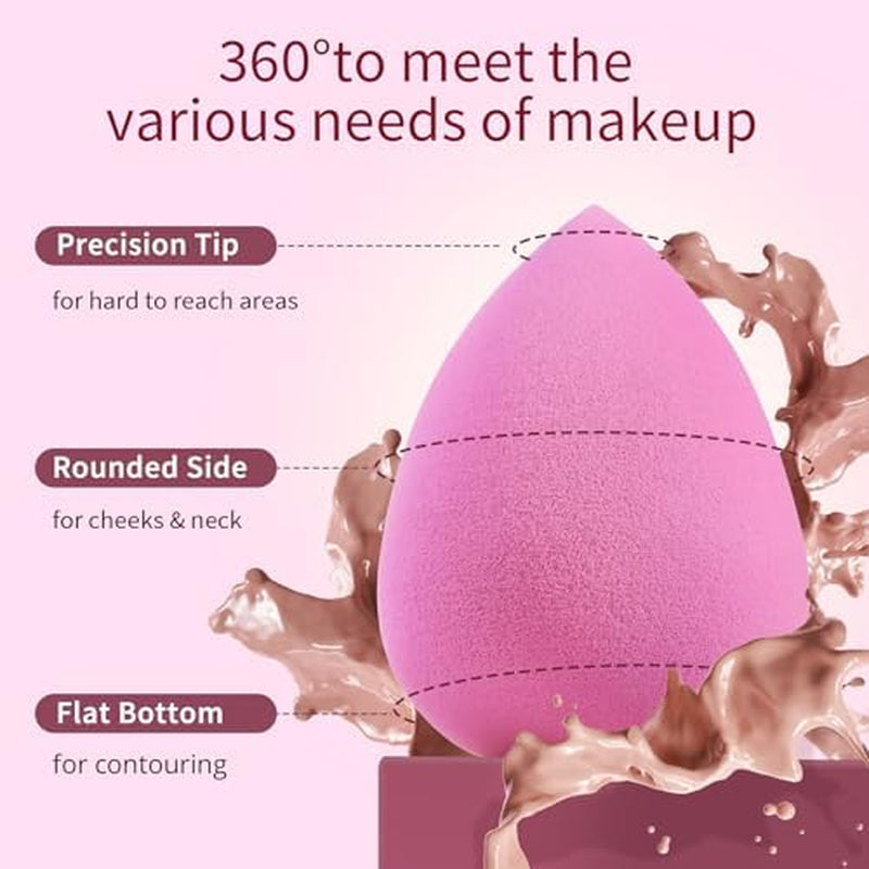 Makeup Sponge Set of 6, Super Soft Beauty Sponges for Foundation | for Liquid, Cream & Powder Application, Pink Blender for Flawless Blending, 0 Latex Vegan & Cruelty-Free, Reusable