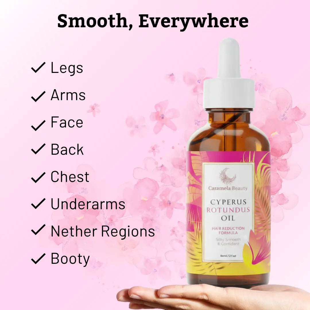 Caramela Beauty Cyperus Rotundus Oil, Body Care & Hair Removal Beauty Product for Smooth, Sensitive Skin, 60Ml / 2Oz, Naturally Derived Formula, Gentle Results