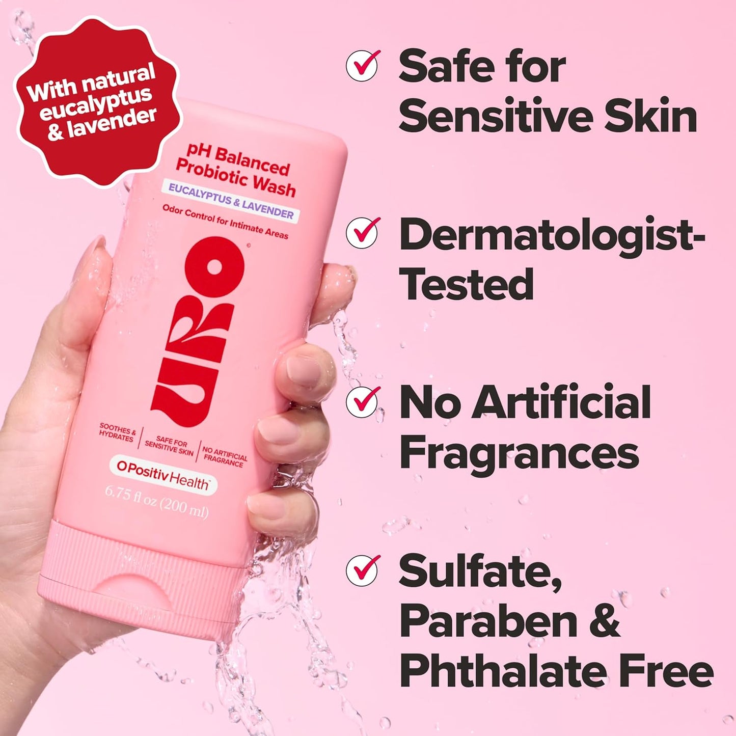 URO Ph Balanced Probiotic Wash – Odor Control, Ph Balance, Dryness & Irritation Support for Intimate Areas – Probiotics & Lactic Acid – 6.75 Oz (Pack of 2)
