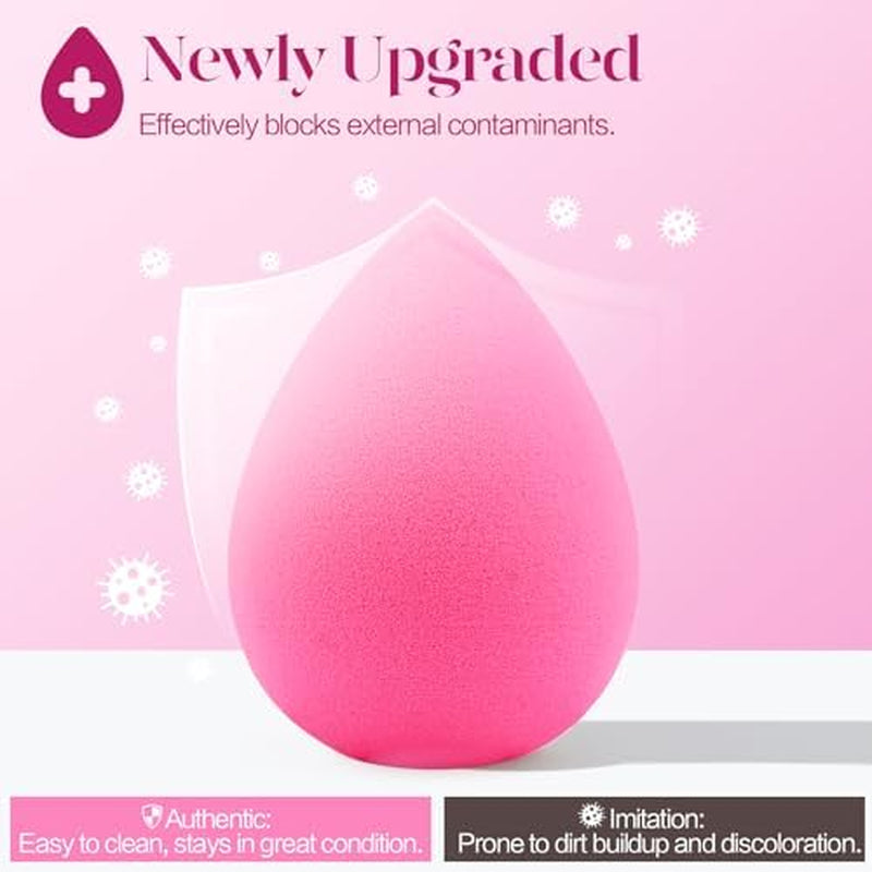 Makeup Sponge Set of 6, Super Soft Beauty Sponges for Foundation | for Liquid, Cream & Powder Application, Pink Blender for Flawless Blending, 0 Latex Vegan & Cruelty-Free, Reusable
