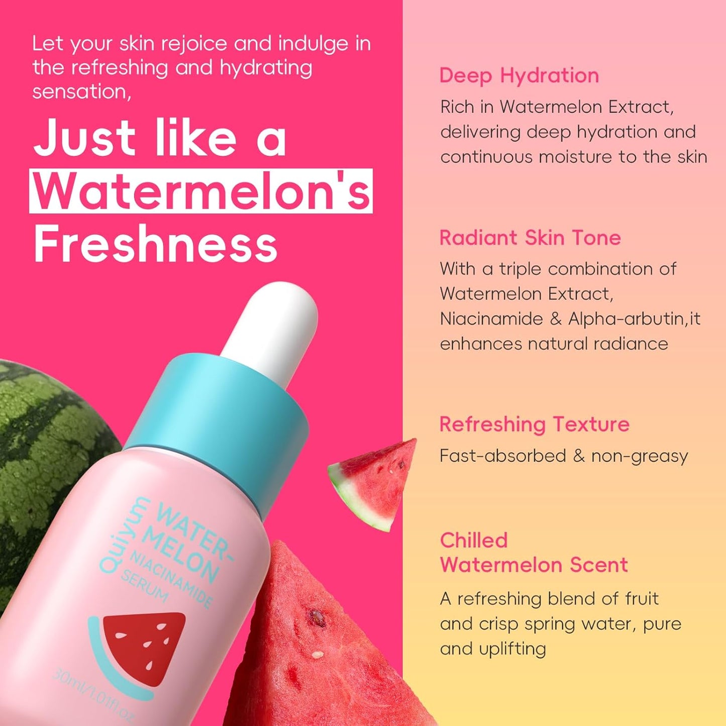 Watermelon & Niacinamide Skincare Set for Women Teens Girls, 3PCS | Face Wash, Toner, Serum, Daily Routine with Niacinamide, CICA, Vit-C, Gift for Teenage Girls & Beginners