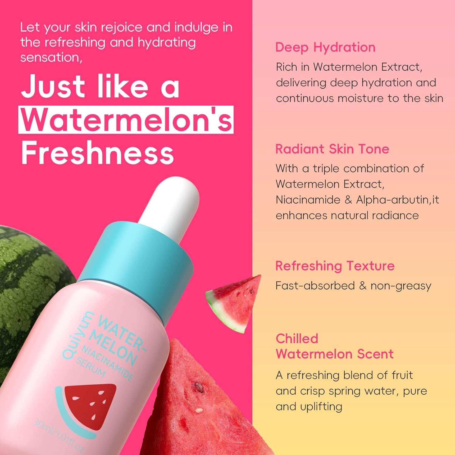 Watermelon & Niacinamide Skincare Set for Women Teens Girls, 3PCS | Face Wash, Toner, Serum, Daily Routine with Niacinamide, CICA, Vit-C, Gift for Teenage Girls & Beginners