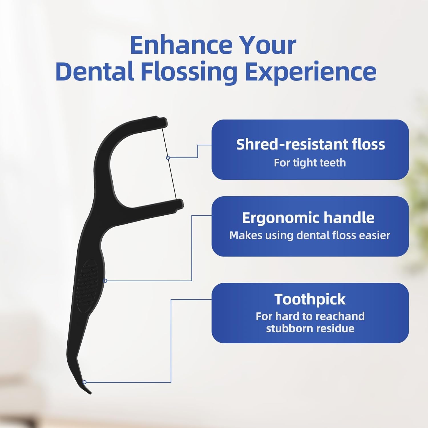 Biodegradable Charcoal Floss Picks | Shred-Resistant Thread, Vegan & Eco-Friendly, 200 Count