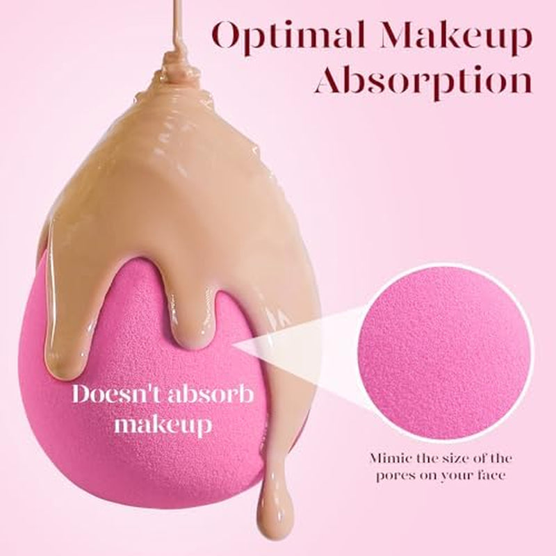 Makeup Sponge Set of 6, Super Soft Beauty Sponges for Foundation | for Liquid, Cream & Powder Application, Pink Blender for Flawless Blending, 0 Latex Vegan & Cruelty-Free, Reusable