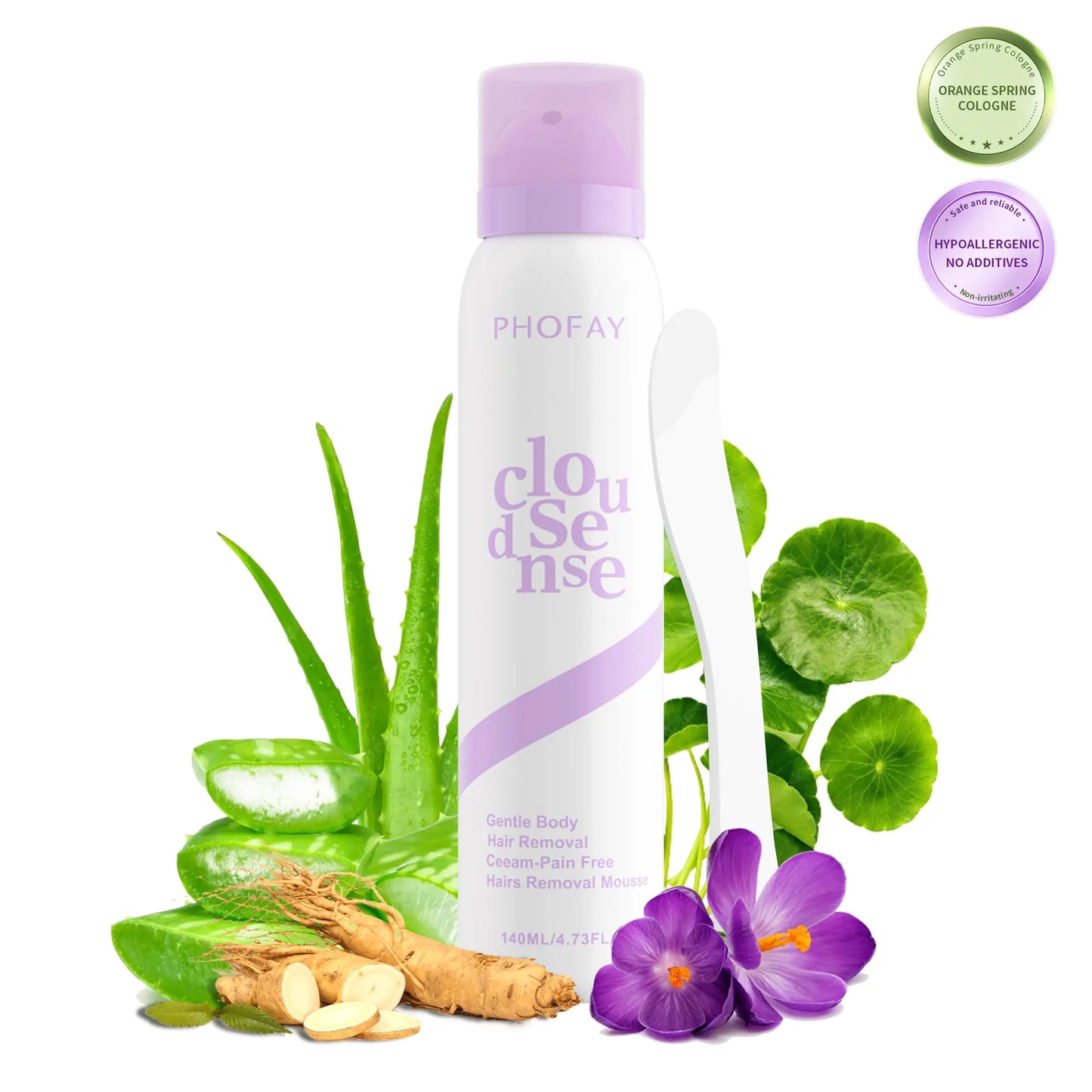 PHOFAY Bikini Pain-Free Hair Removal Spray for Sensitive Skin，Hypoallergenic Formula -Gentle & Fast-Acting Hair Removal Spray，Ginseng、Aloe & Hyaluronic Acid for Soothing Care,Suitable for Men & Women