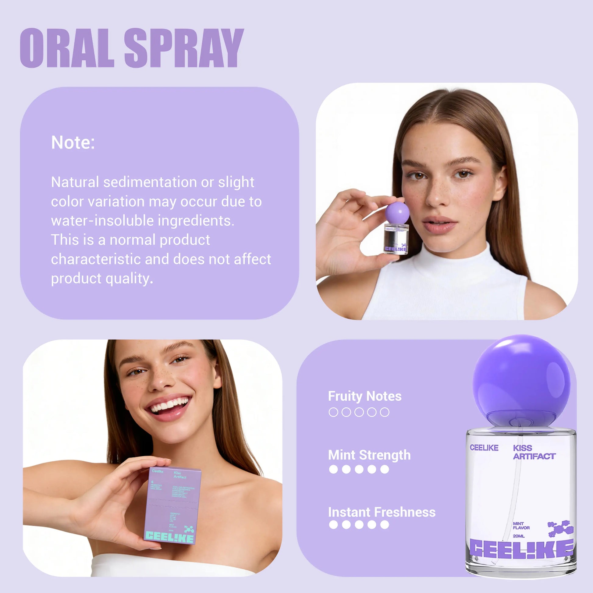 CEELIKE Oral Spray 20Ml - Fresh Breath & Oral Care, Sugar-Free, Portable, Long-Lasting Freshness