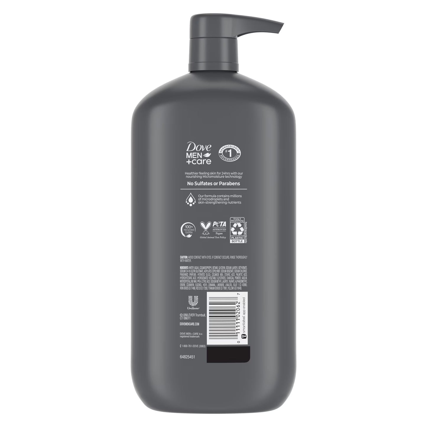 (4 Pack)  Body and Face Scrub Body Wash for Men Charcoal + Clay with 24-Hour Nourishing Micromoisture Technology, 30 Fl Oz
