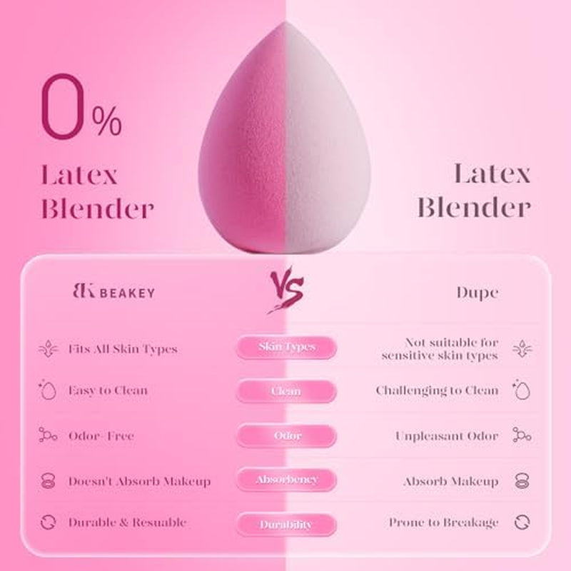 Makeup Sponge Set of 6, Super Soft Beauty Sponges for Foundation | for Liquid, Cream & Powder Application, Pink Blender for Flawless Blending, 0 Latex Vegan & Cruelty-Free, Reusable